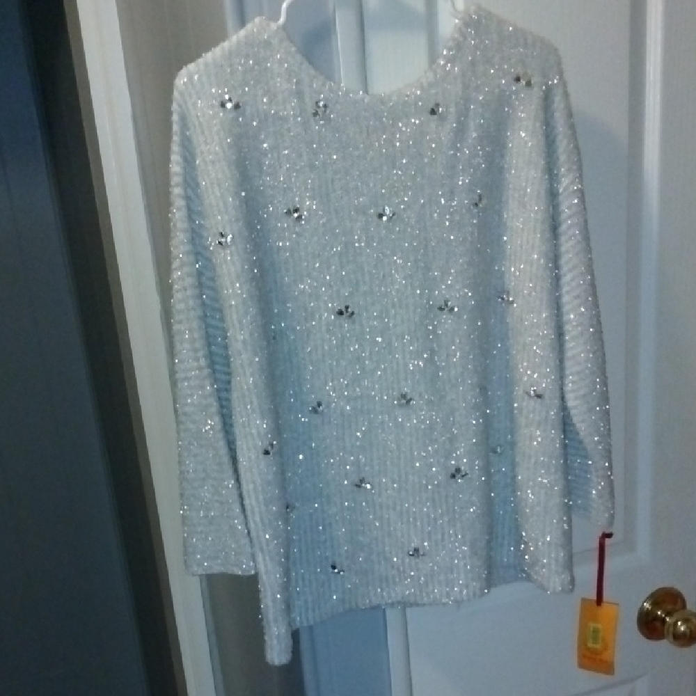 Ruby Rd. Metallic Silver Sweater - Picture 1 of 6